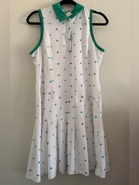 Nanette Lepore Dress Golf Tennis Pickle Ball Green White Pleated